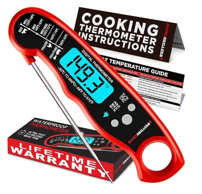 Alpha Grillers Meat Thermometer Digital - Instant Read Food Thermometer for Cooking Grilling Air Fryer Griddle Probe Kitchen Gadgets Essentials BBQ Accessories Grill Gifts for...