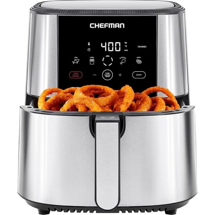 Chefman TurboFry® Touch Air Fryer, XL 8-Qt Family Size, One-Touch Digital Control Presets, French Fries, Chicken, Meat, Fish, Nonstick Dishwasher-Safe Parts, Automatic Shutoff,...