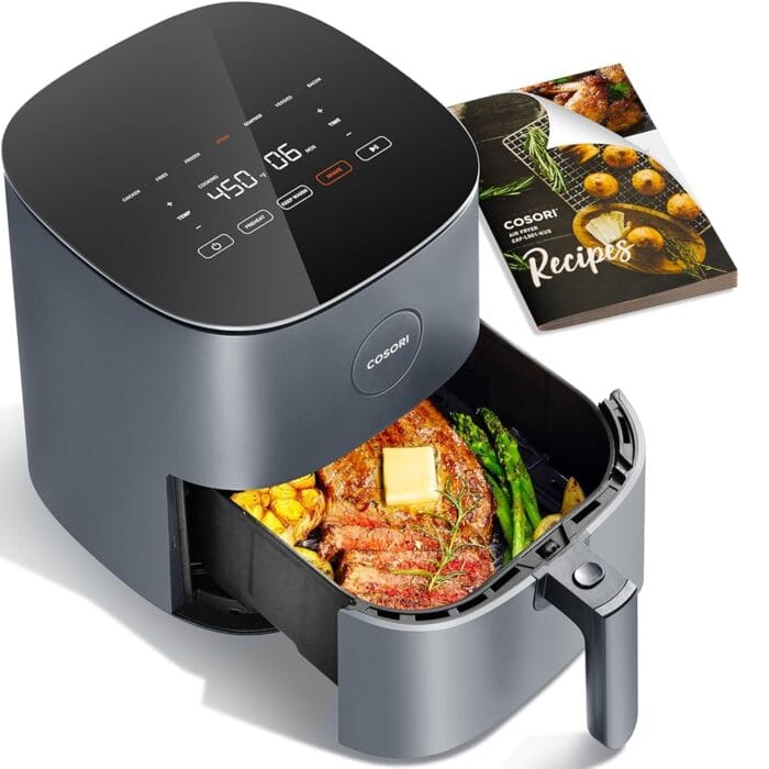 COSORI Air Fryer Pro 9-in-1, Compact 5QT, 450℉: Half Time & Chef-Grade Cook, One-Wipe Clean Glass Panel, 130+ In-App Recipes with Nutritional Info, Nonstick & Dishwasher-Safe...