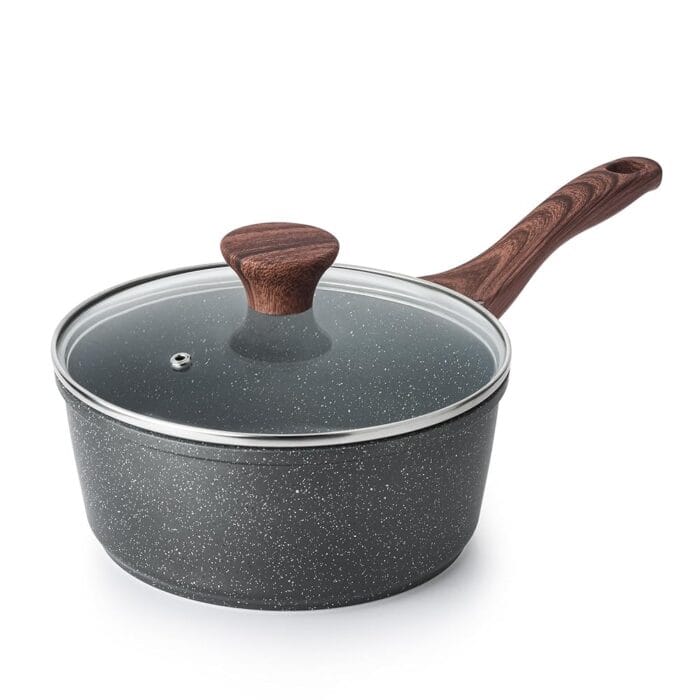 SENSARTE Nonstick Saucepan with Lid, 1.5 Quarts Small Pot with Swiss Granite Coating, Stay-cool Handle, Multipurpose Handy Sauce Pot Small Kitchen Cooking Pot, Induction...